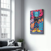 Kaws Colorful Fan Art Collection | Glass Wall Art - Artdesigna