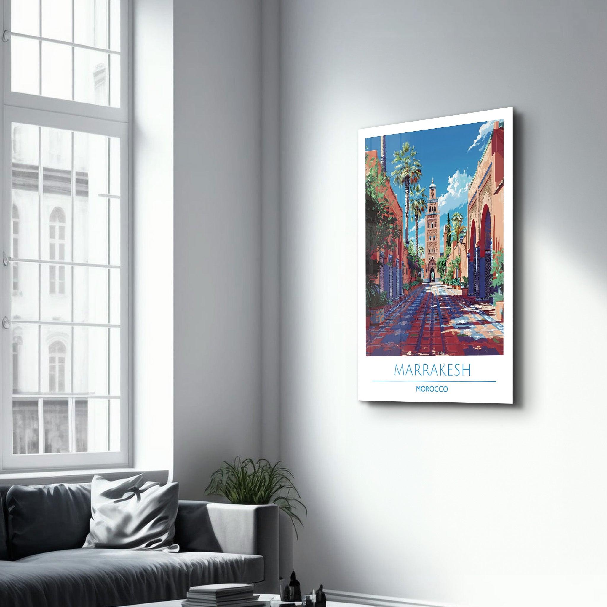 Marrakesh Morocco-Travel Posters | Glass Wall Art - Artdesigna