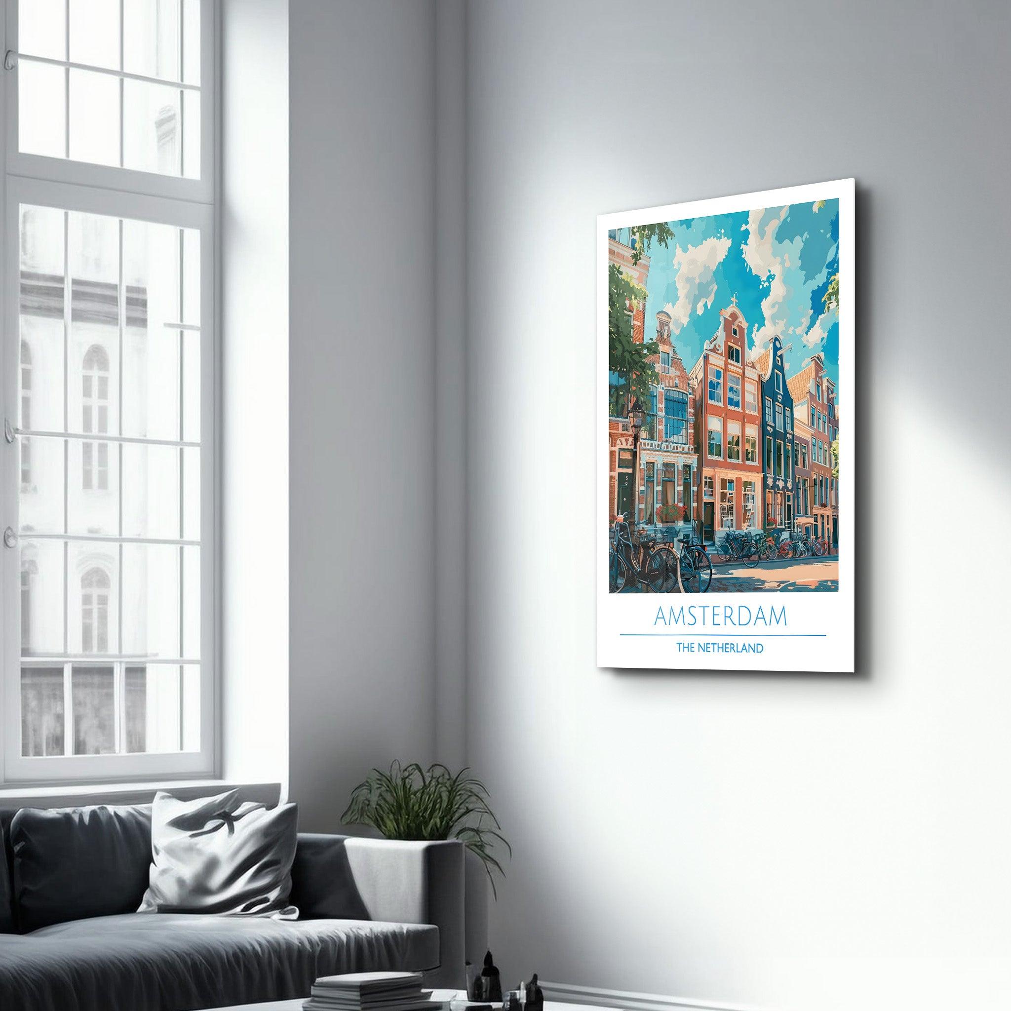 Amsterdam The Netherland 3-Travel Posters | Glass Wall Art - Artdesigna