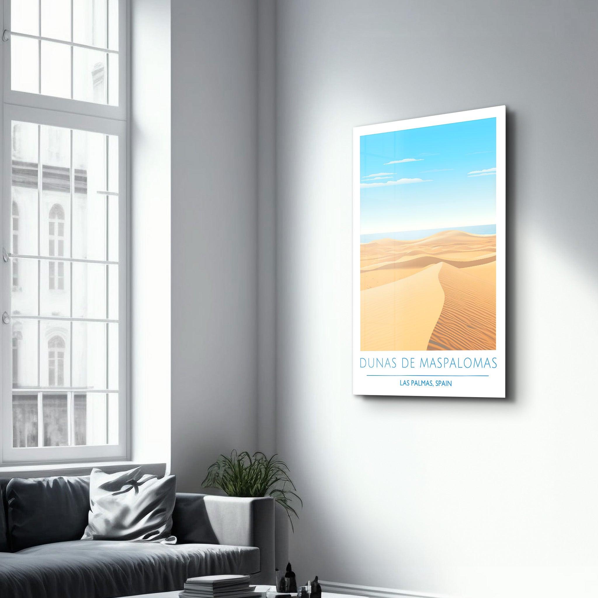 Dunas De Maspalomas-Las Palmas Spain-Travel Posters | Glass Wall Art - Artdesigna