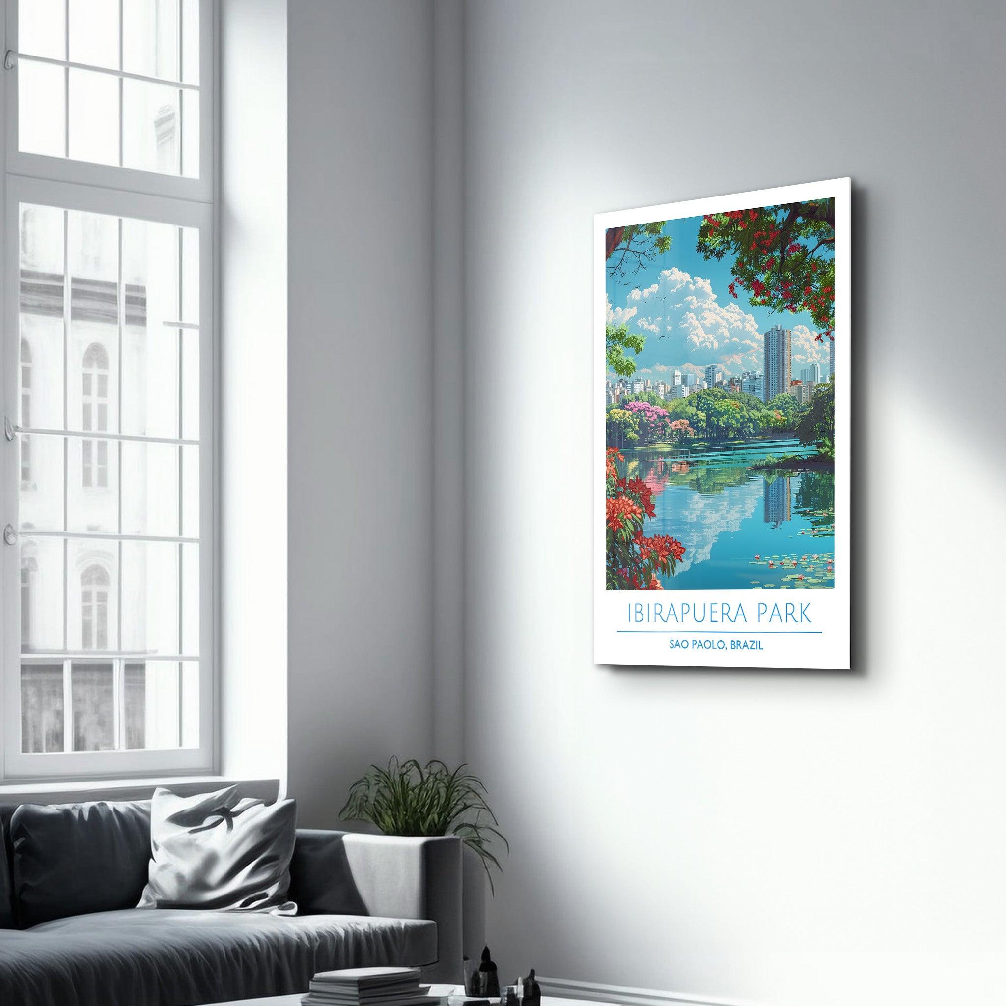 Ibirapuera Park-Sao Paolo Brazil-Travel Posters | Glass Wall Art - Artdesigna