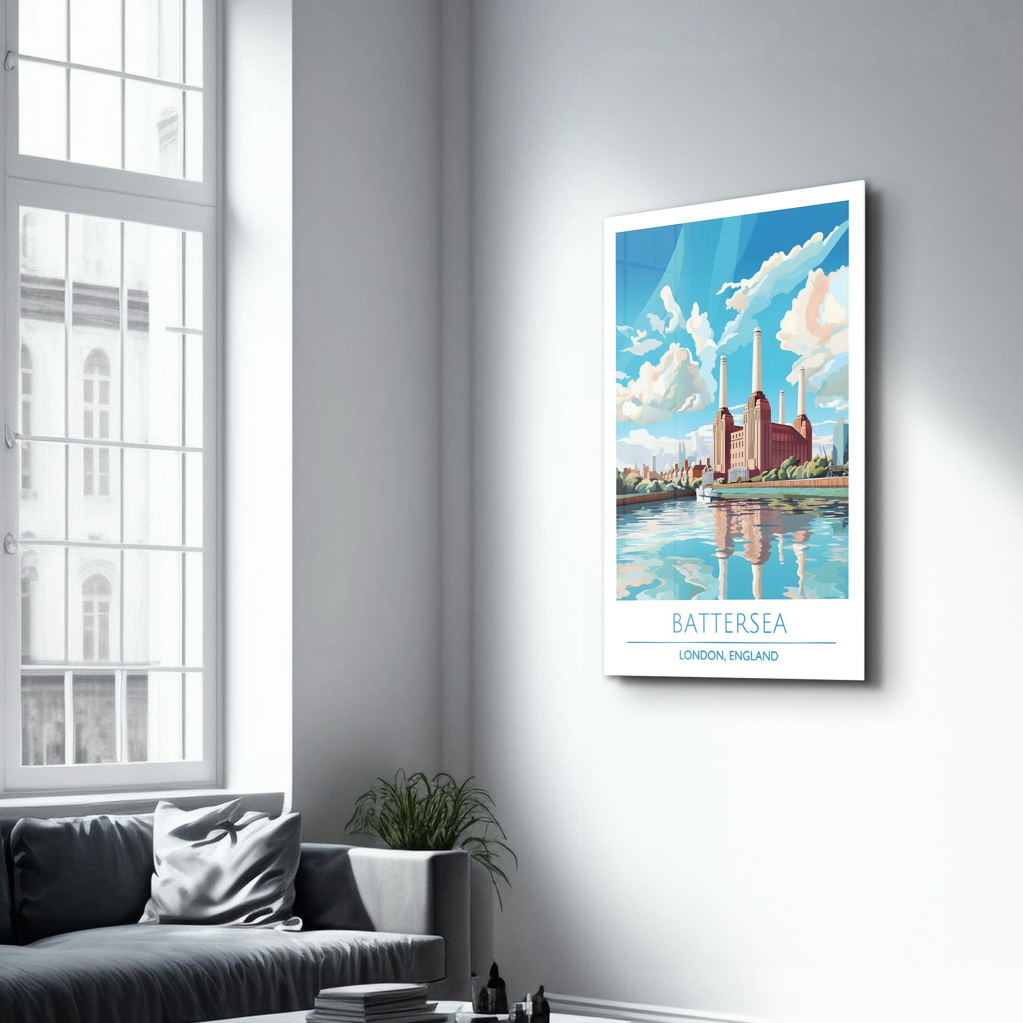 Battersea-London England-Travel Posters | Glass Wall Art - Artdesigna