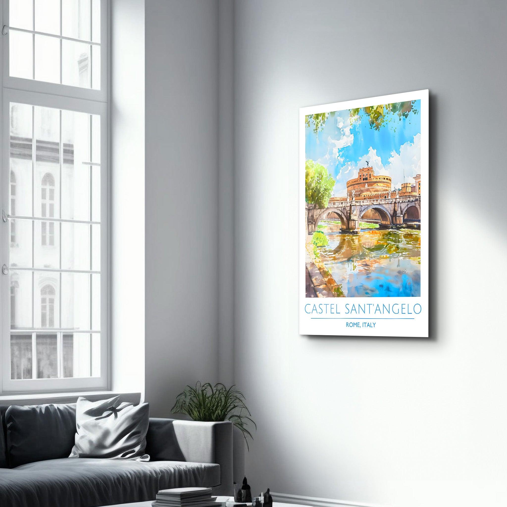 Castel Sant'Angelo-Rome Italy-Travel Posters | Glass Wall Art - Artdesigna