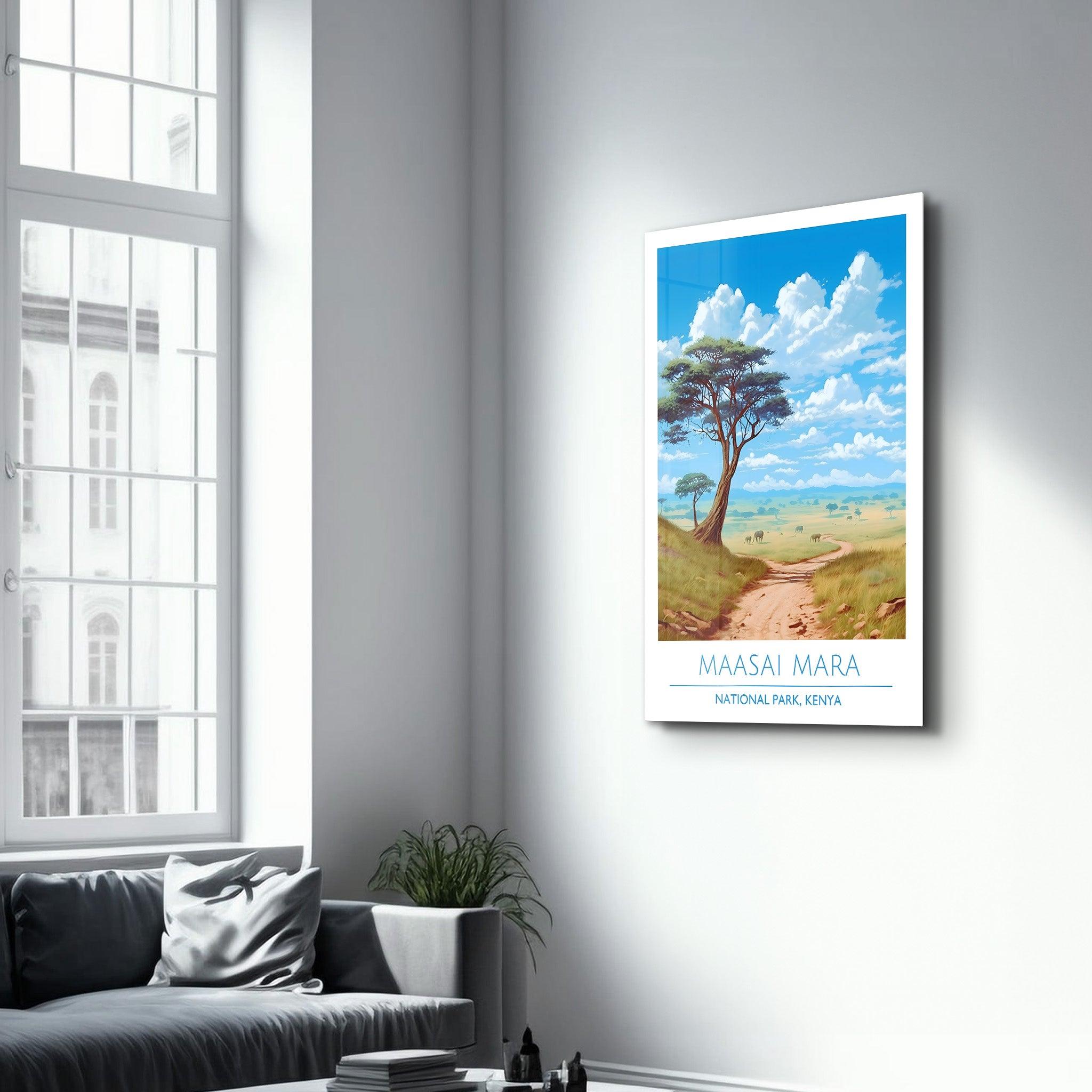 Maasai Mara- National Park Kenya-Travel Posters | Glass Wall Art - Artdesigna