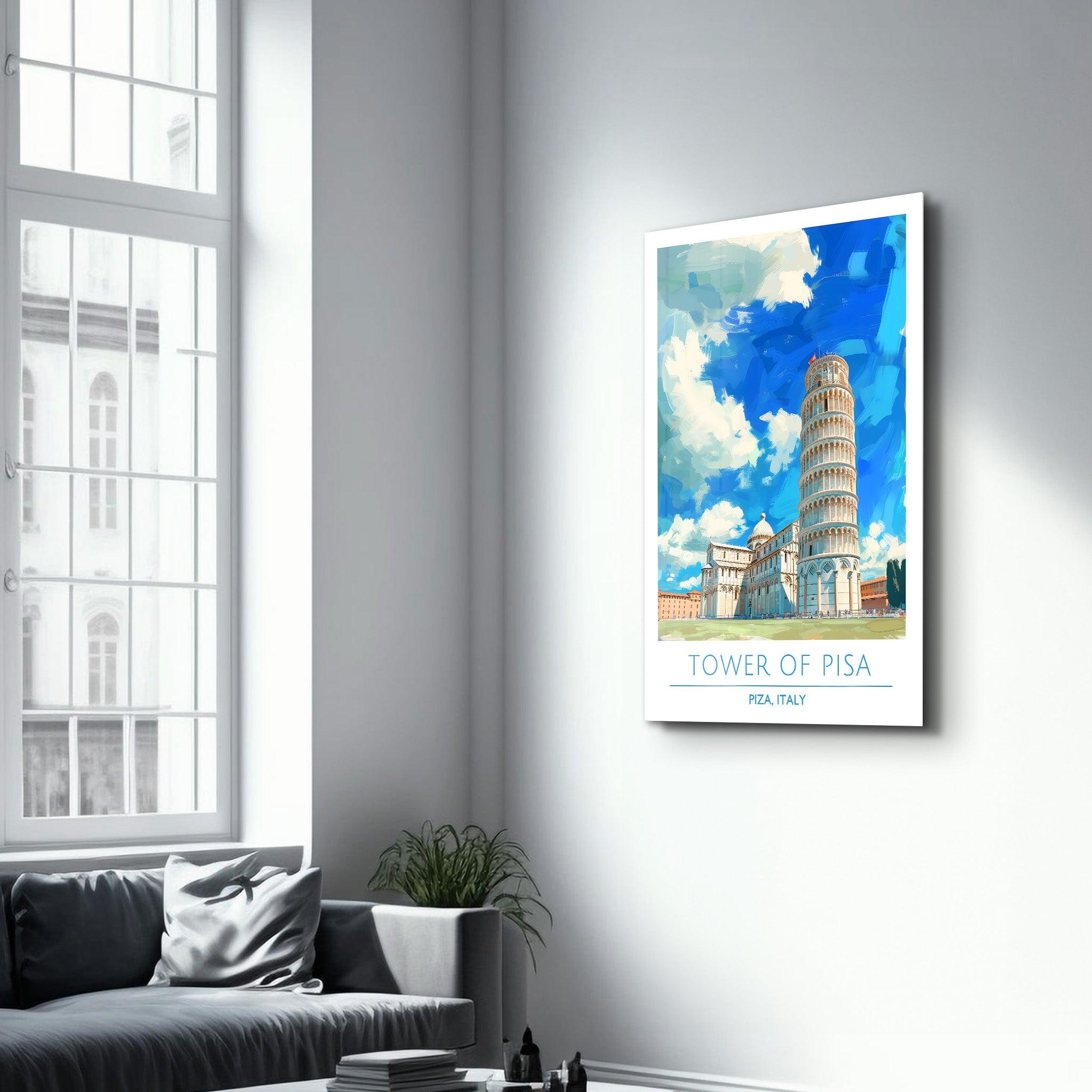 Tower Of Pisa-Piza Italy-Travel Posters | Glass Wall Art - Artdesigna