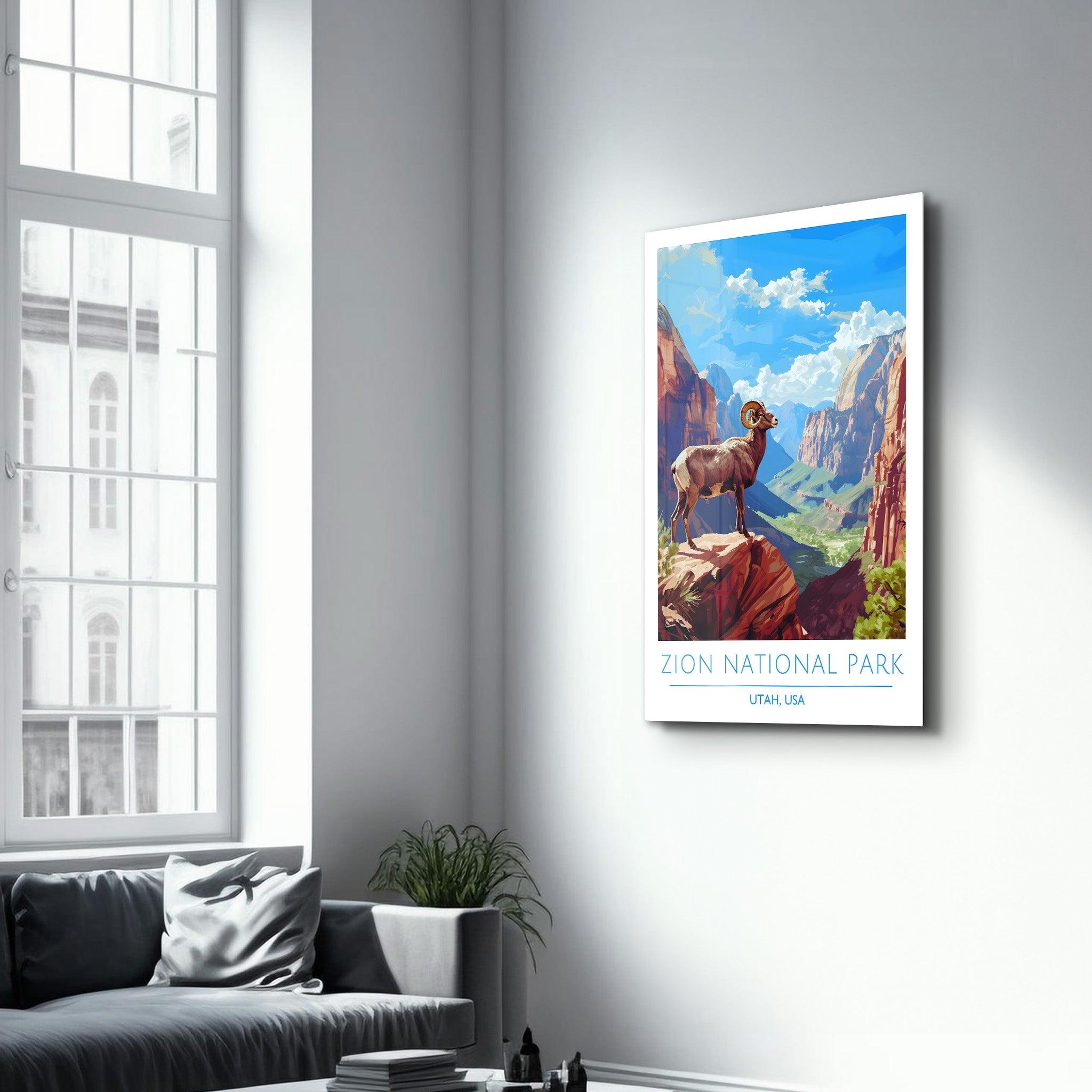 Zion National Park-Utah USA-Travel Posters | Glass Wall Art - Artdesigna