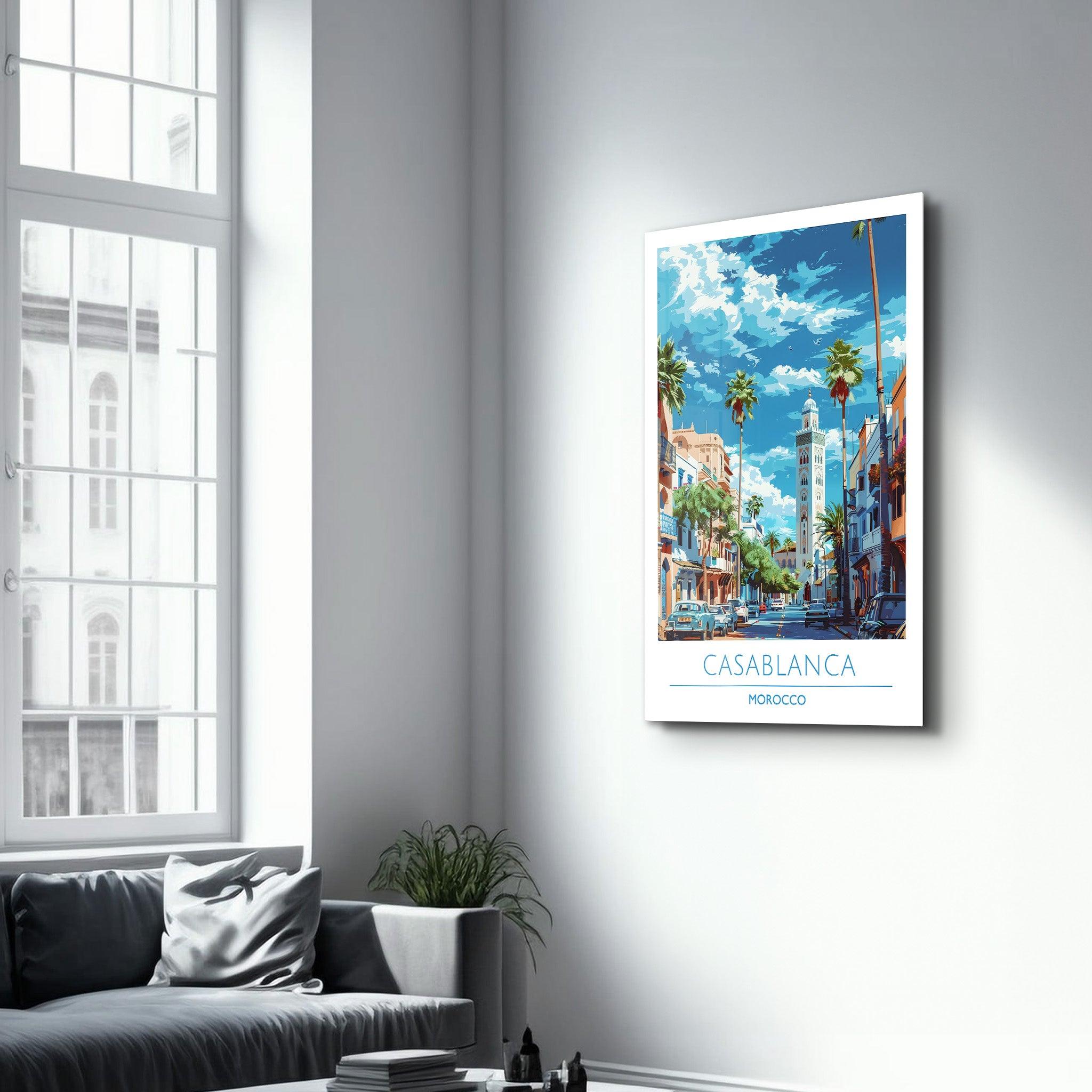 Casablanca Morocco 1-Travel Posters | Glass Wall Art - Artdesigna