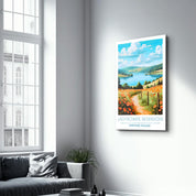 Ladybower Reservoir-Derbyshire England-Travel Posters | Glass Wall Art - Artdesigna