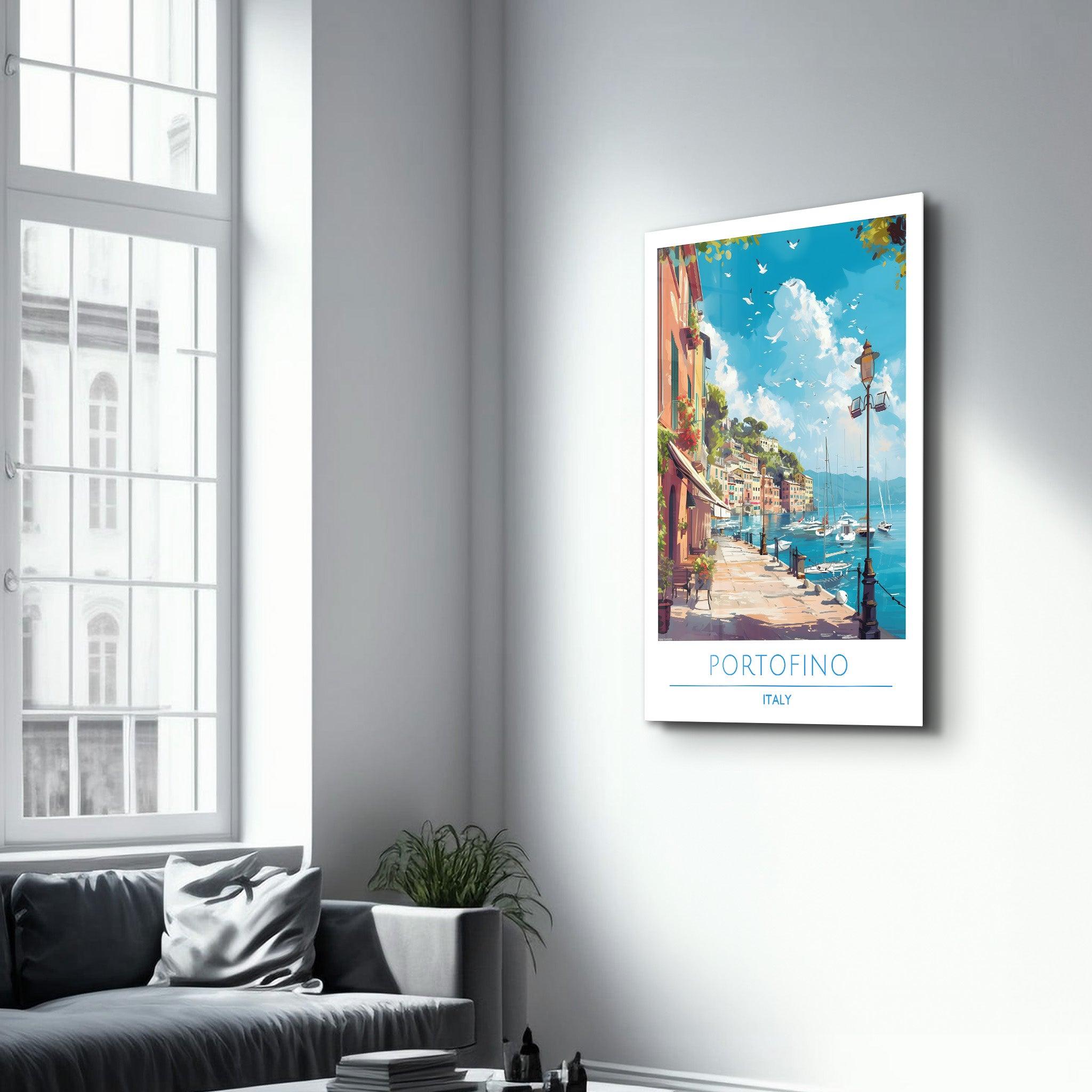 Portofino Italy-Travel Posters | Glass Wall Art - Artdesigna