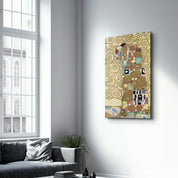 Gustav Klimt's Fulfillment (1910–1911) | Glass Wall Art - Artdesigna