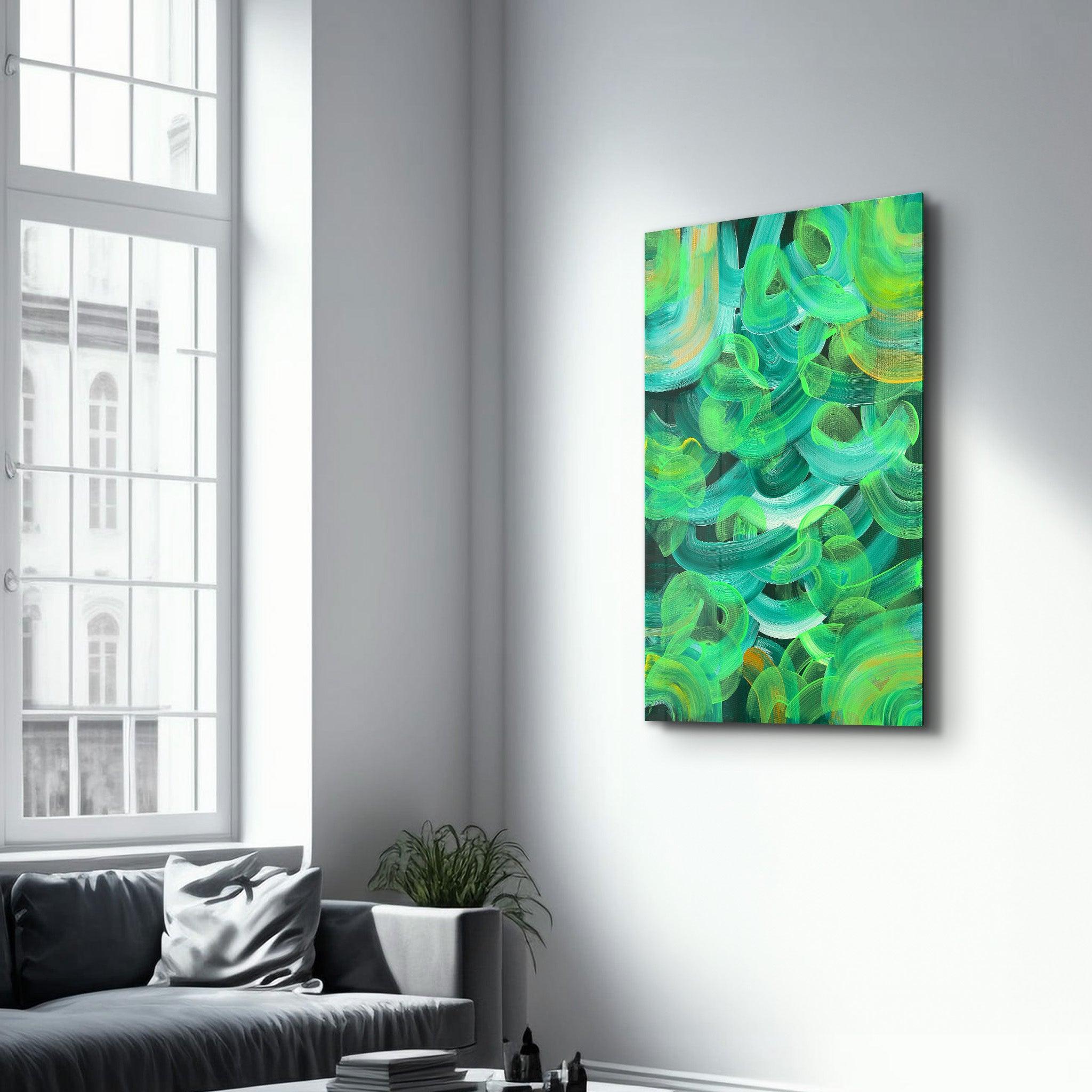 Greeny - Hand-drawn Image | Glass Wall Art - Artdesigna