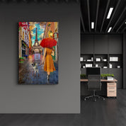 Walk to the Eiffel Tower | Glass Wall Art - Artdesigna