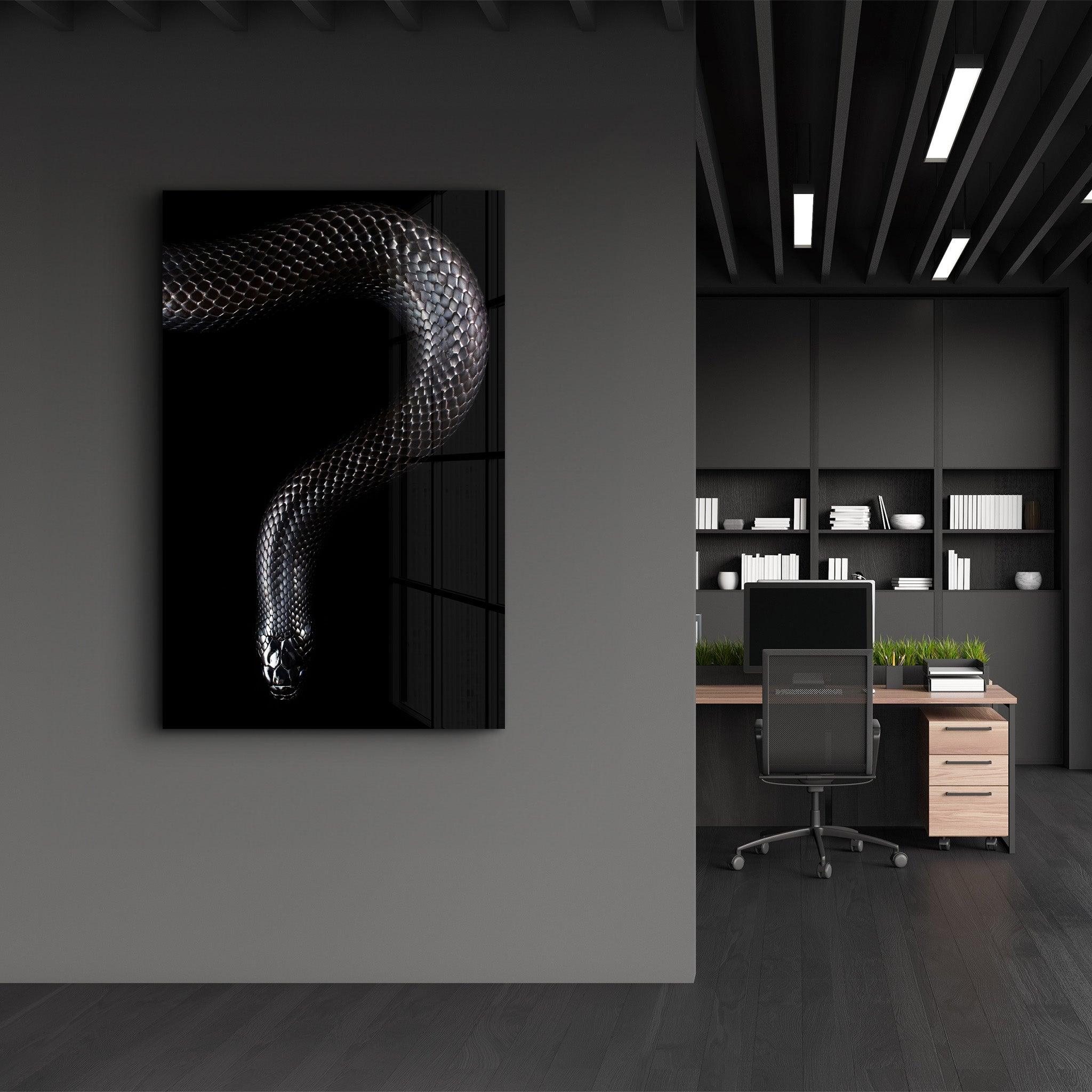 The black Mamba | Glass Wall Art - Artdesigna