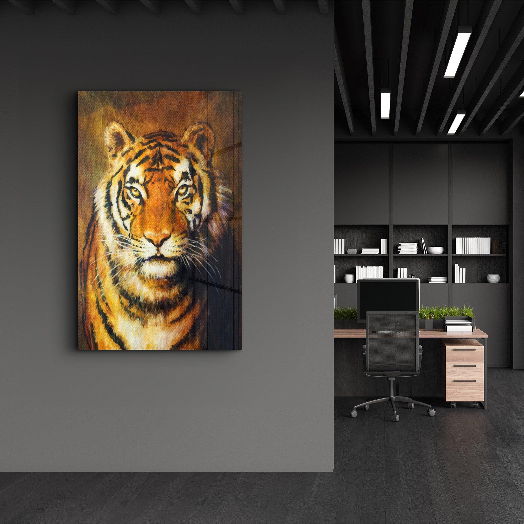 Tiger 5 | Glass Wall Art - Artdesigna