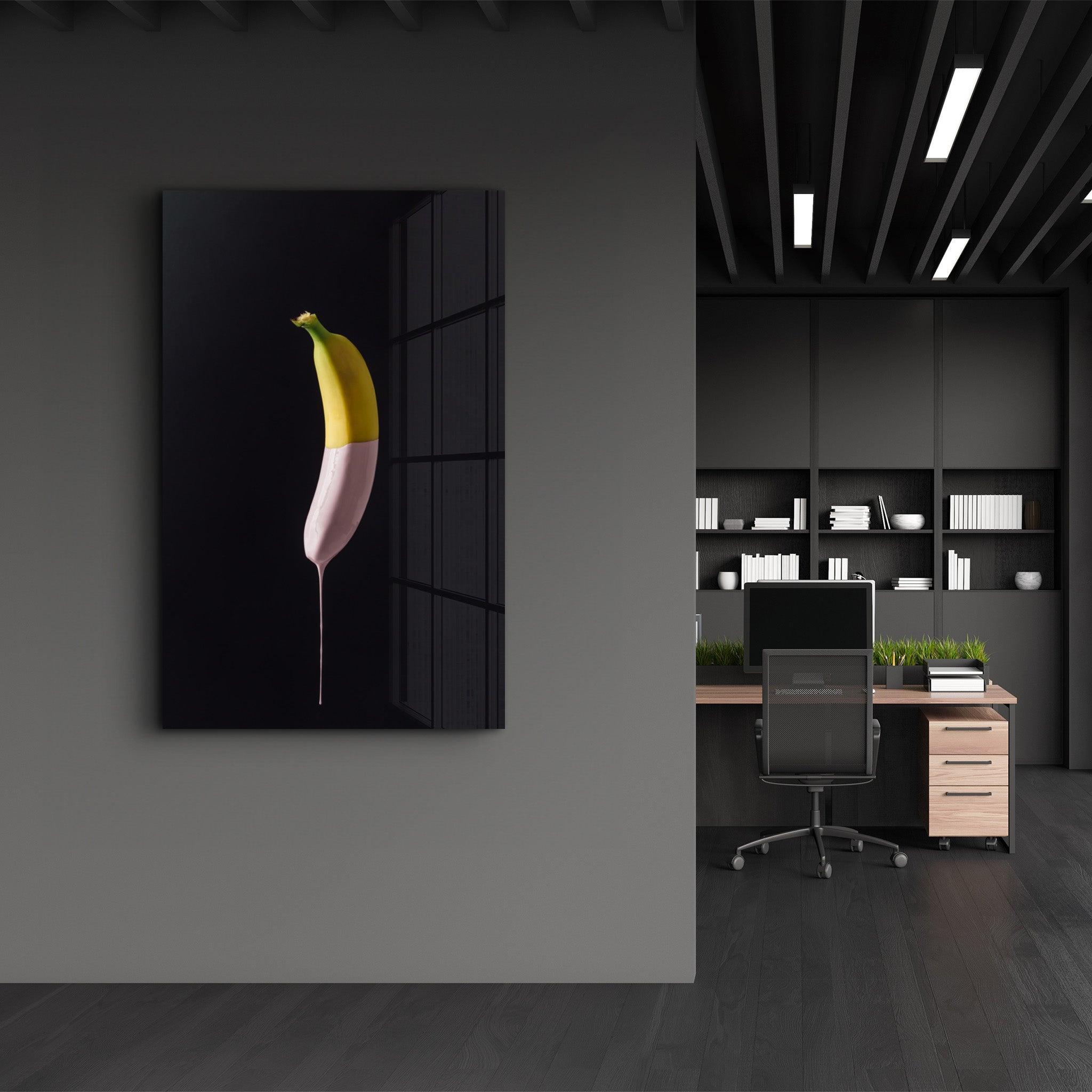 Abstract Banana | Glass Wall Art - Artdesigna