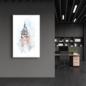 Abstract Historical Building | Glass Wall Art - Artdesigna