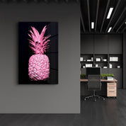 Pink Pineapple V2 | Glass Wall Art - Artdesigna