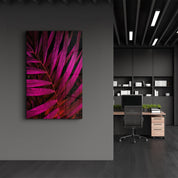 Purple Leaves | Glass Wall Art - Artdesigna