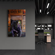 School Bus - Joker | Designer's Collection Glass Wall Art - Artdesigna