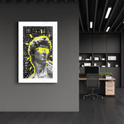 Statue Pop Art Yellow | Designer's Collection Glass Wall Art - Artdesigna