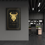 TAURUS | Black Zodiac Collection Glass Wall Art - Artdesigna