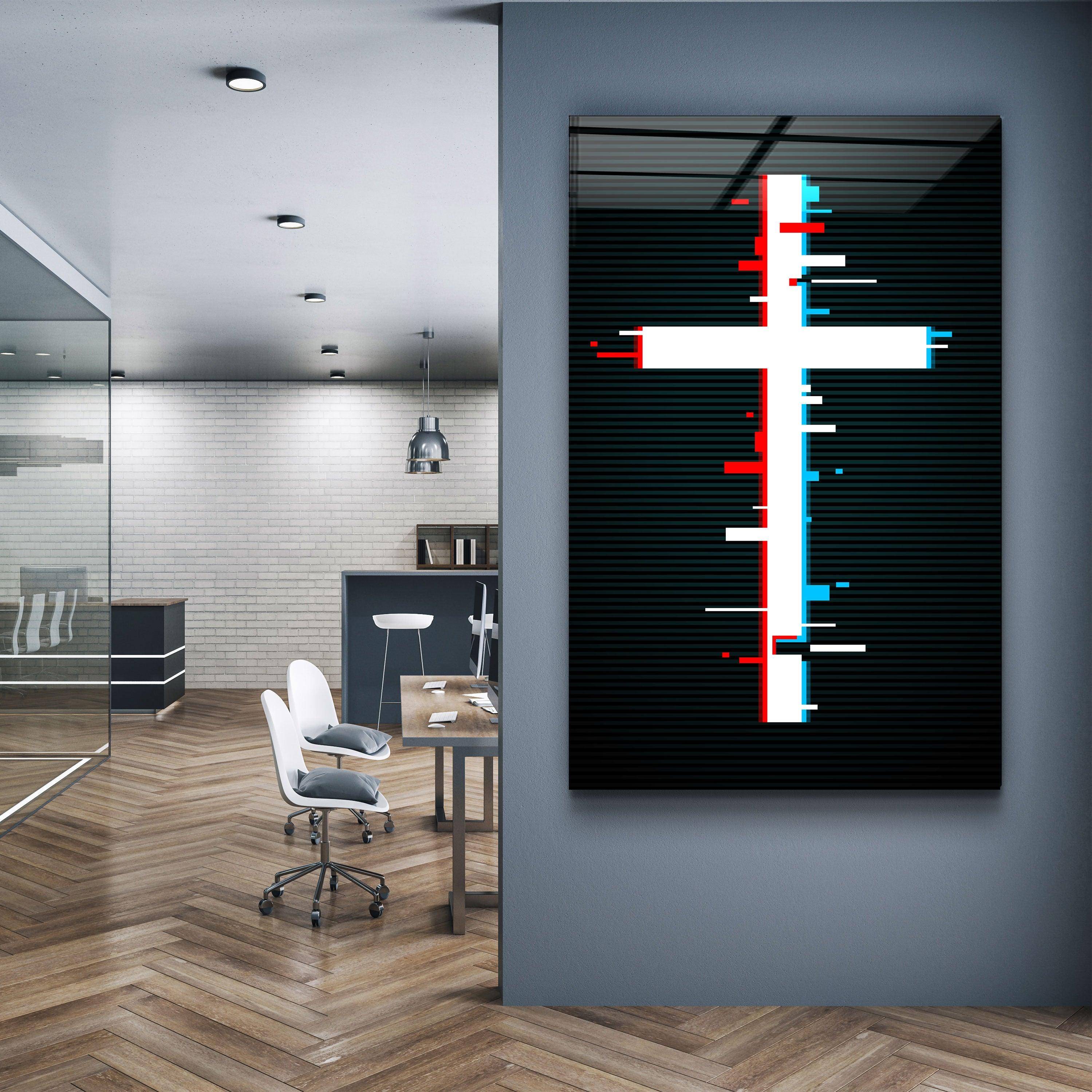 Cross - Trippy | Designers Collection Glass Wall Art - Artdesigna