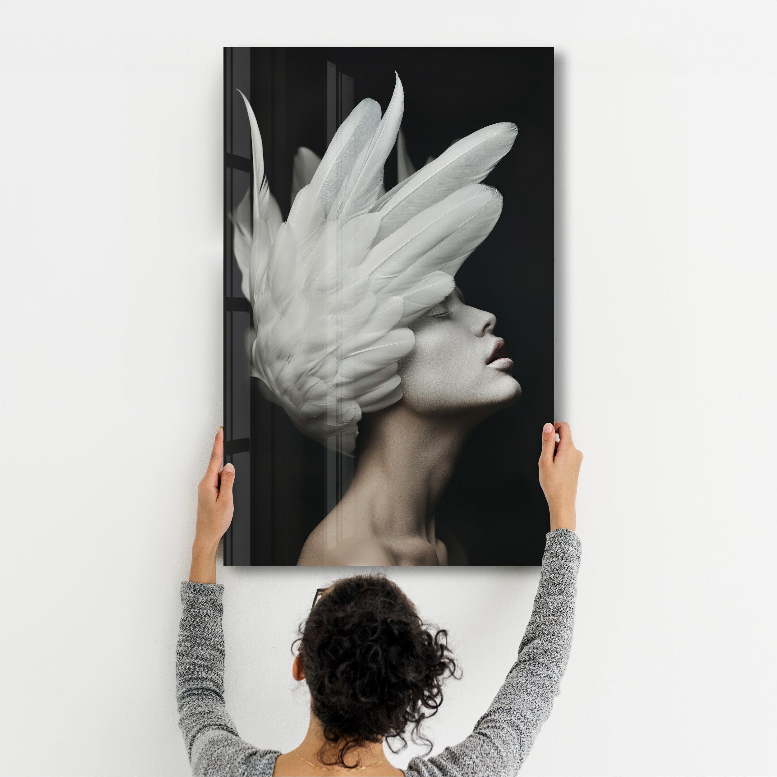 Angel Head - Contemporary Glass Wall Art - Artdesigna