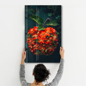 Apple Flowers - Contemporary Glass Wall Art - Artdesigna