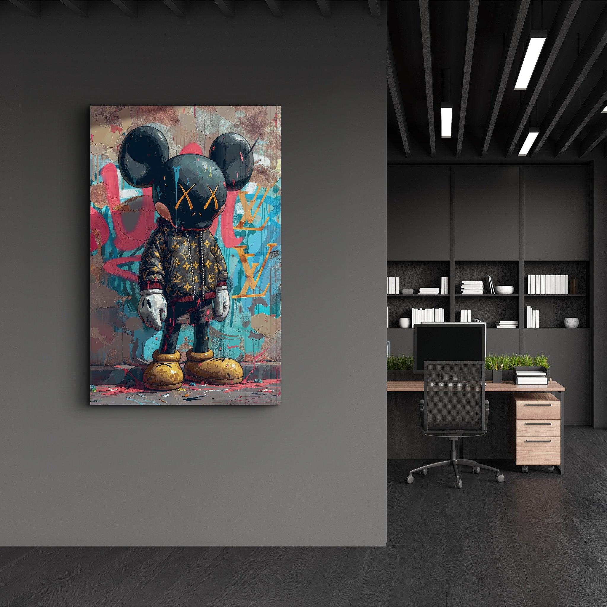 Kaws Wearing LV Jacket Fan Art | Glass Wall Art - Artdesigna