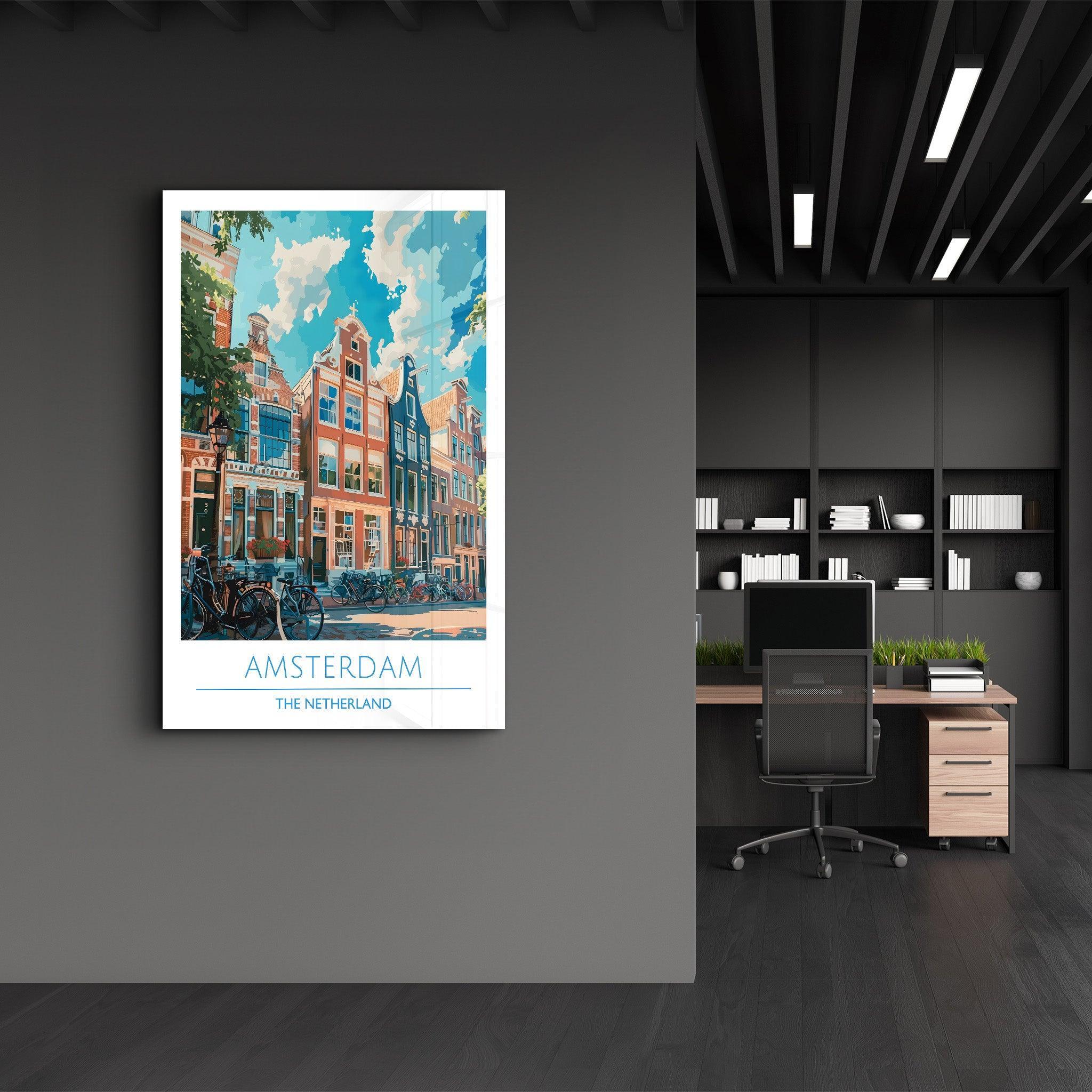 Amsterdam The Netherland 3-Travel Posters | Glass Wall Art - Artdesigna