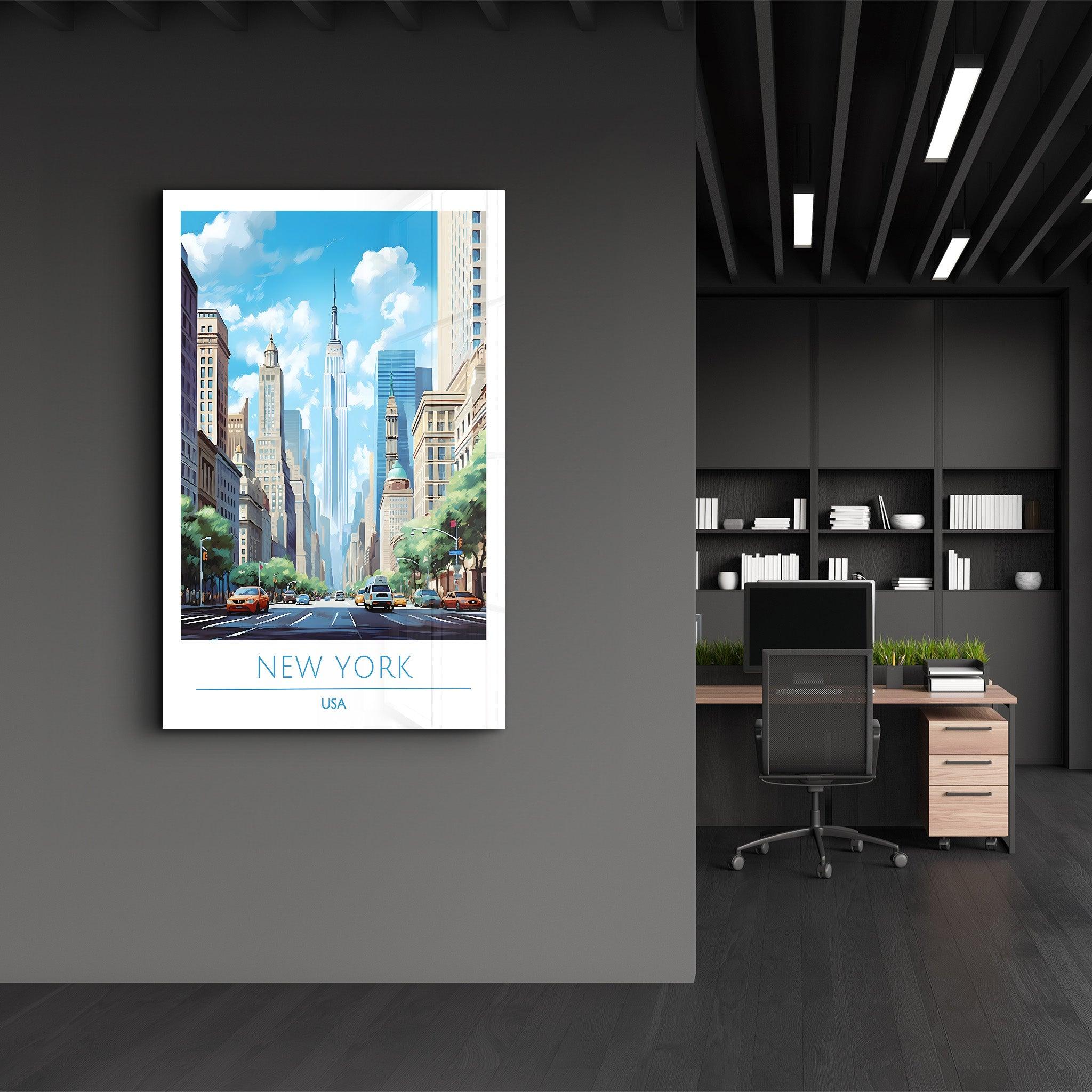 New York USA-Travel Posters | Glass Wall Art - Artdesigna