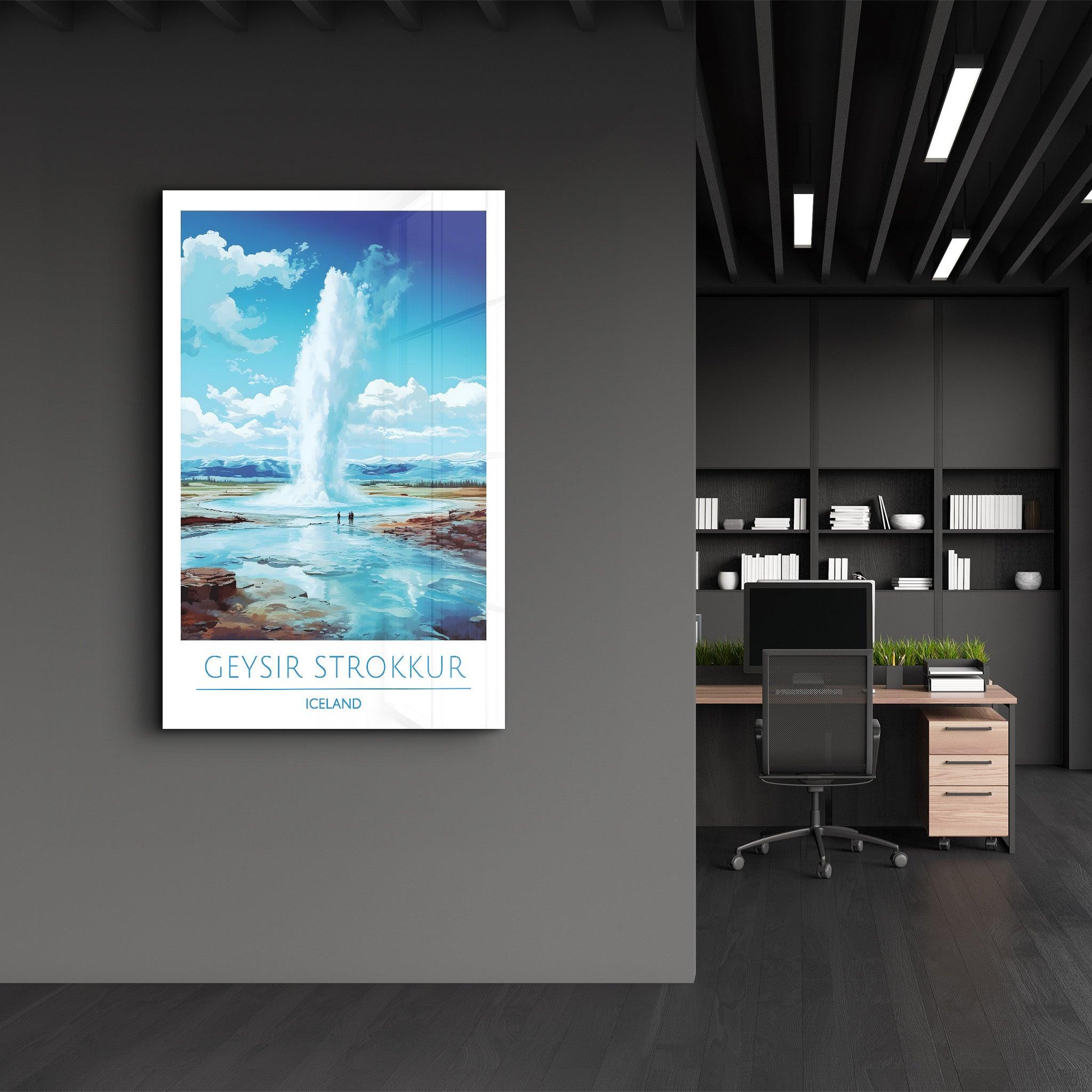 Geysir Strokkur Iceland-Travel Posters | Glass Wall Art - Artdesigna