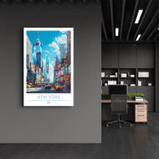 New York USA 3-Travel Posters | Glass Wall Art - Artdesigna