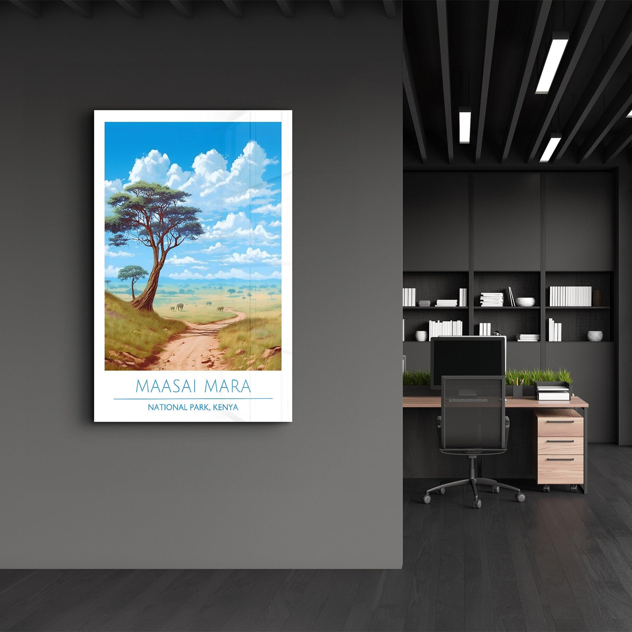 Maasai Mara- National Park Kenya-Travel Posters | Glass Wall Art - Artdesigna