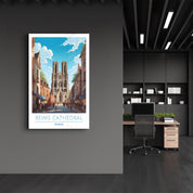 Reims Cathedral France-Travel Posters | Glass Wall Art - Artdesigna