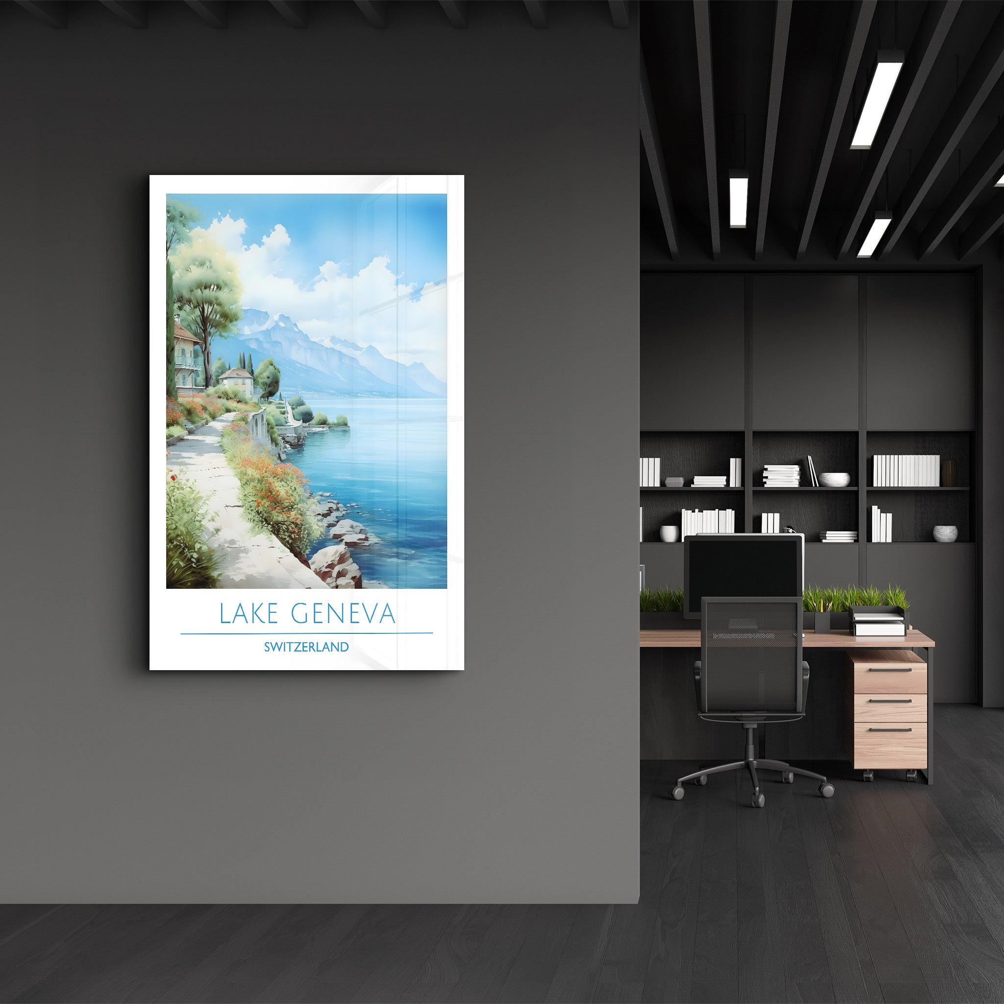 Lake Geneva Switzerland-Travel Posters | Glass Wall Art - Artdesigna