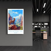 Zion National Park-Utah USA-Travel Posters | Glass Wall Art - Artdesigna