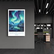 Northern Lights Iceland-Travel Posters | Glass Wall Art - Artdesigna