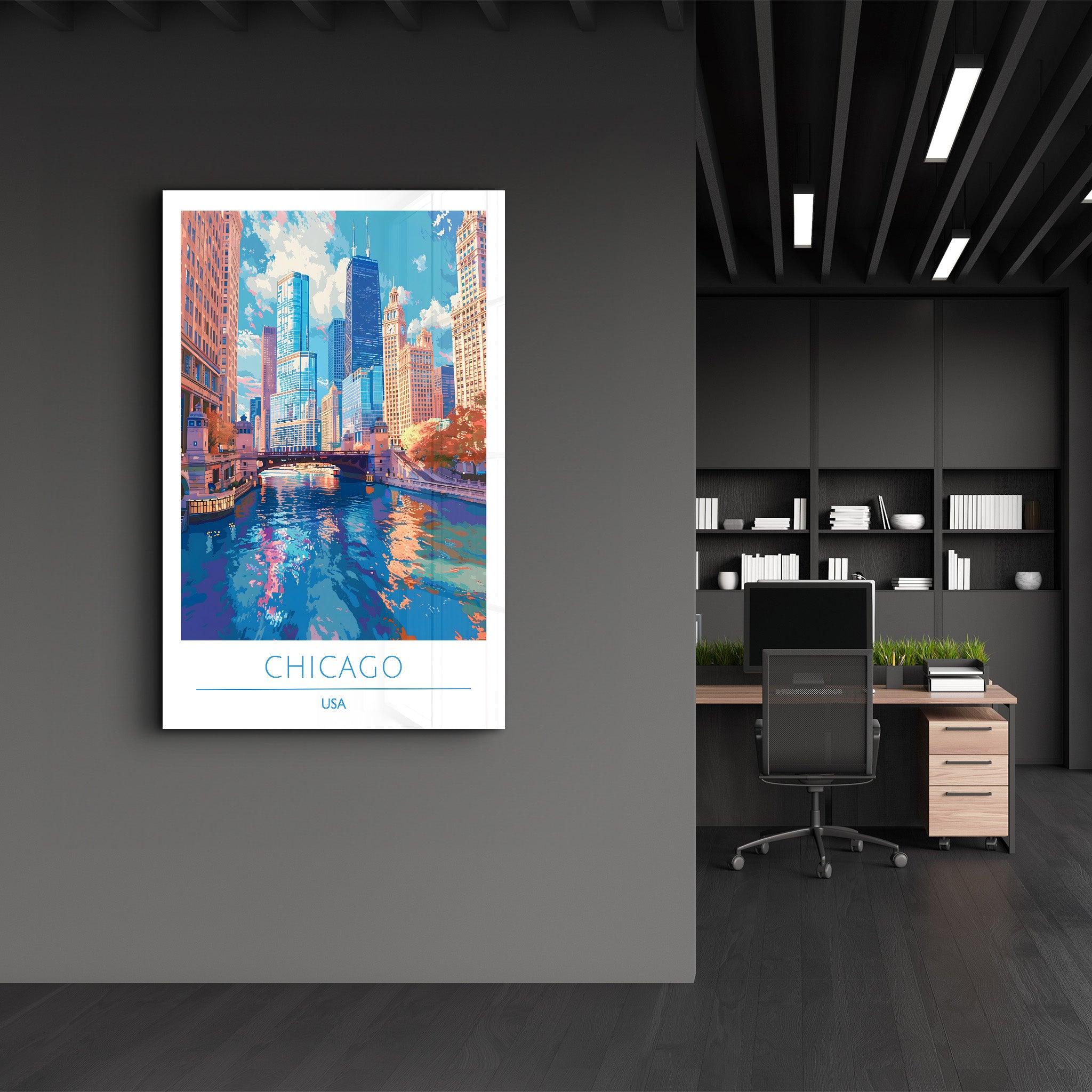 Chicago USA-Travel Posters | Glass Wall Art - Artdesigna