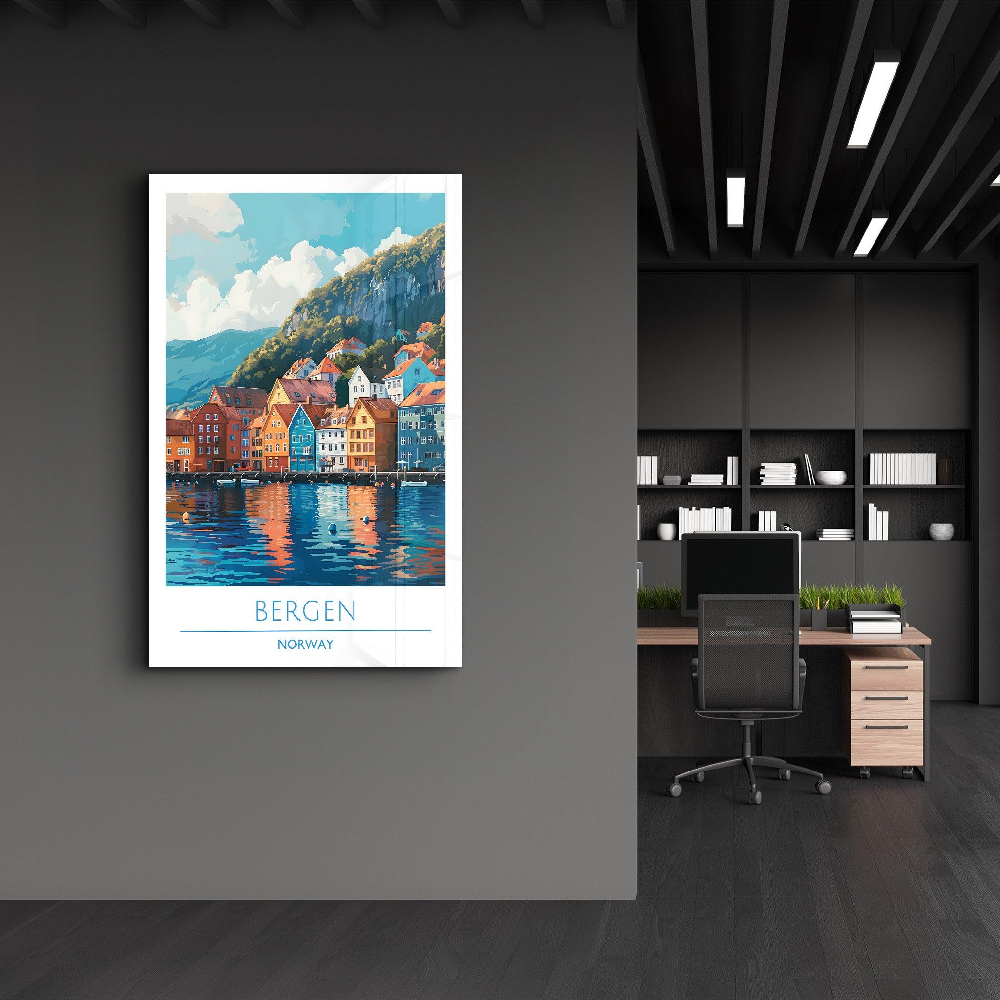 Bergen Norway 2-Travel Posters | Glass Wall Art - Artdesigna