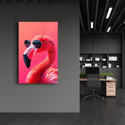 Stylish Pink Flamingo - Glass Wall Art - Artdesigna