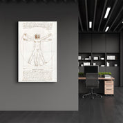 Leonardo da Vinci's The Vitruvian Man 1498 | Glass Wall Art - Artdesigna