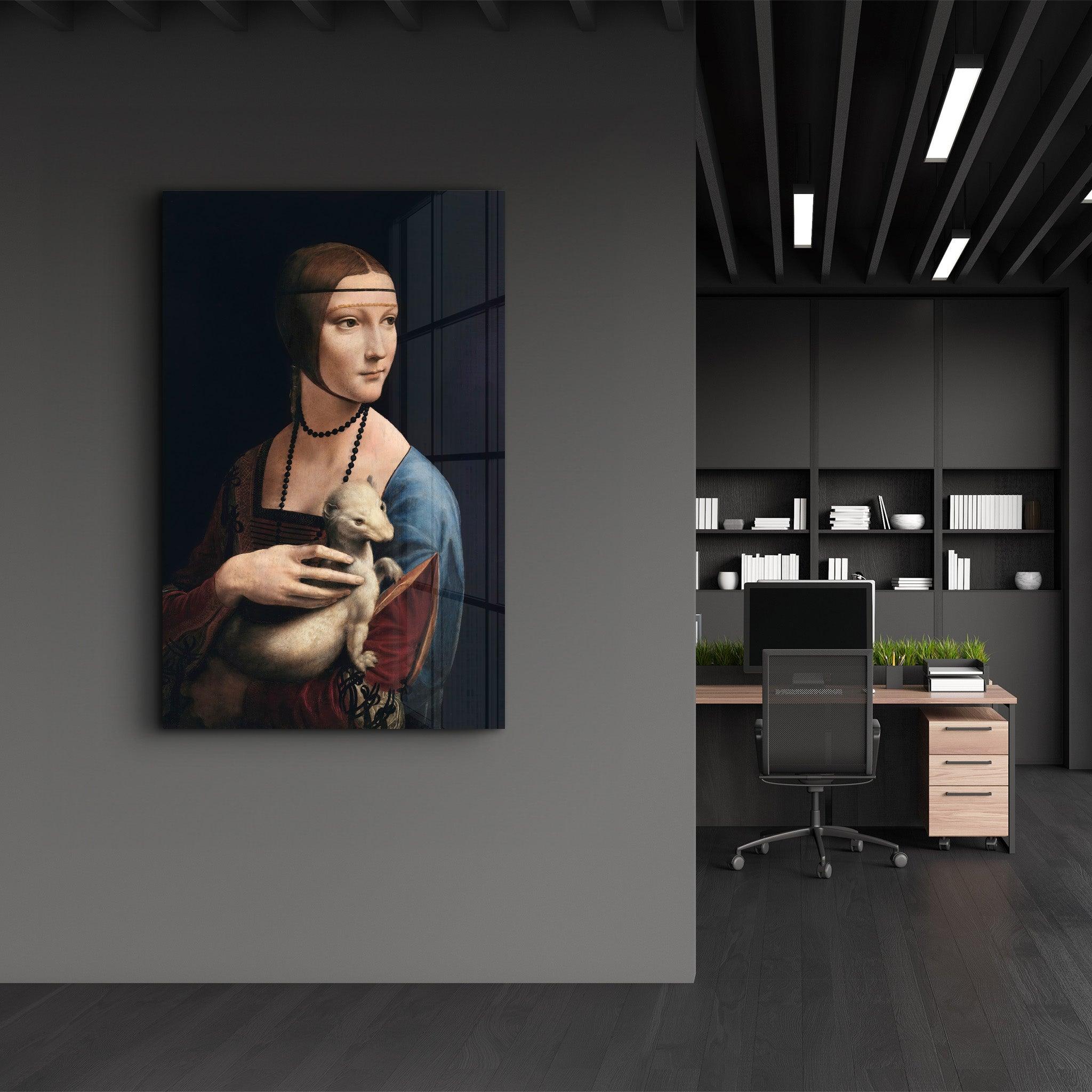 Leonardo da Vinci's Lady with an Ermine (1490) | Glass Wall Art - Artdesigna