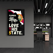 Love This State - Florida | Glass Wall Art - Artdesigna