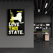 Love This State NewYork | Glass Wall Art - Artdesigna