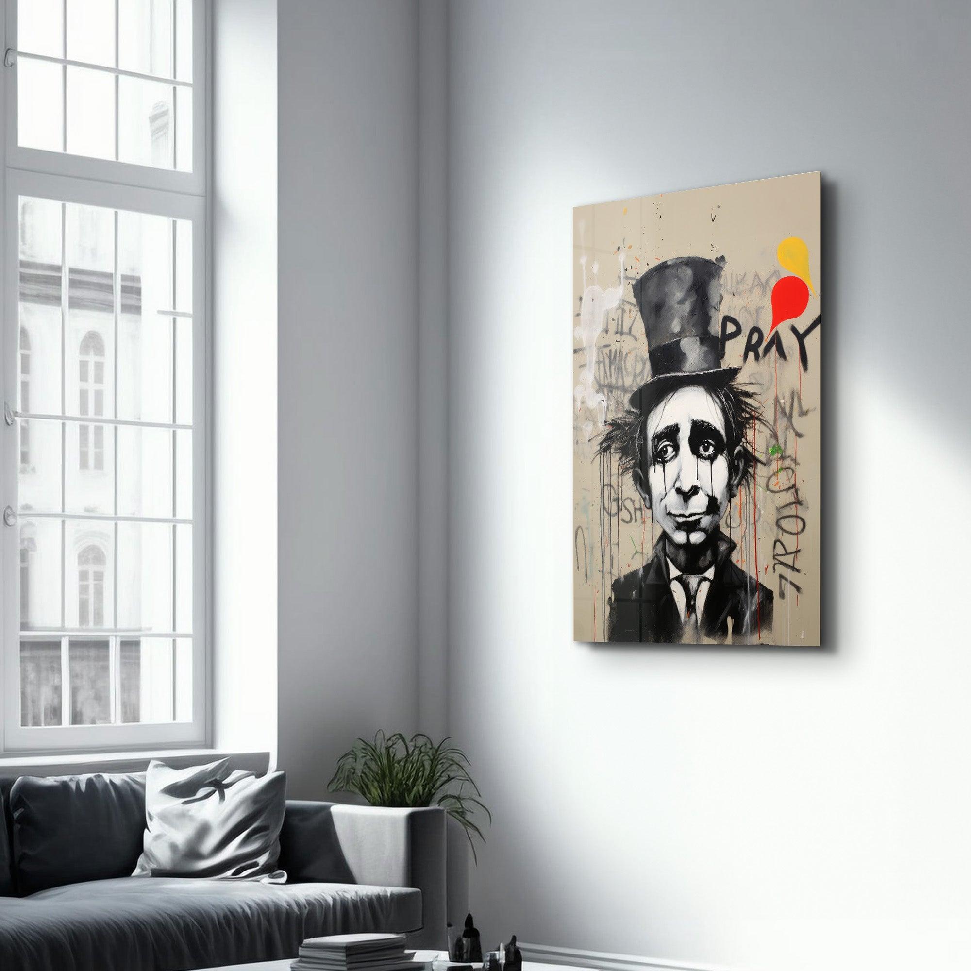 The Crying Gentleman Street Art - Glass Wall Art - Artdesigna