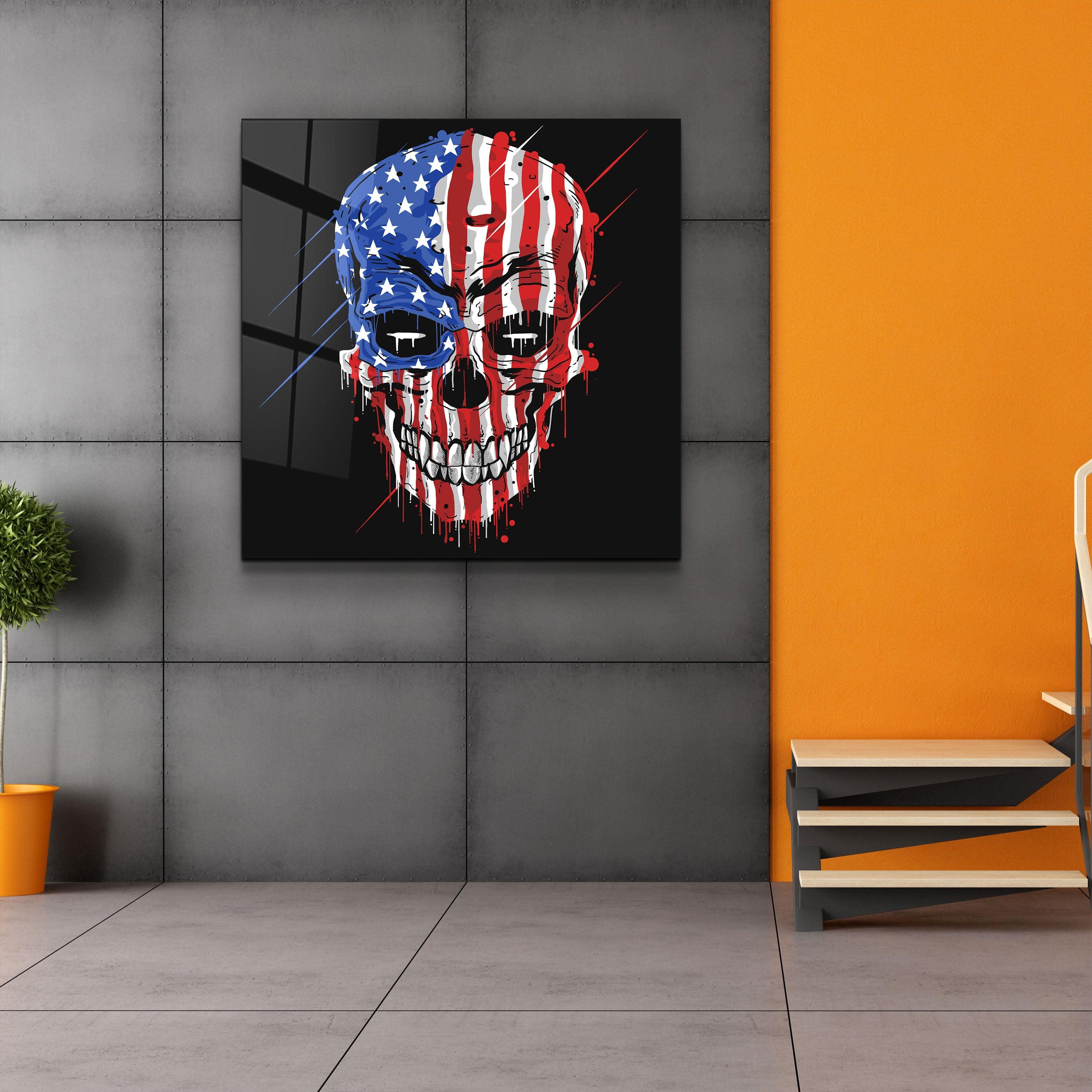 ."American Skull". Designers Collection Glass Wall Art - ArtDesigna Glass Printing Wall Art