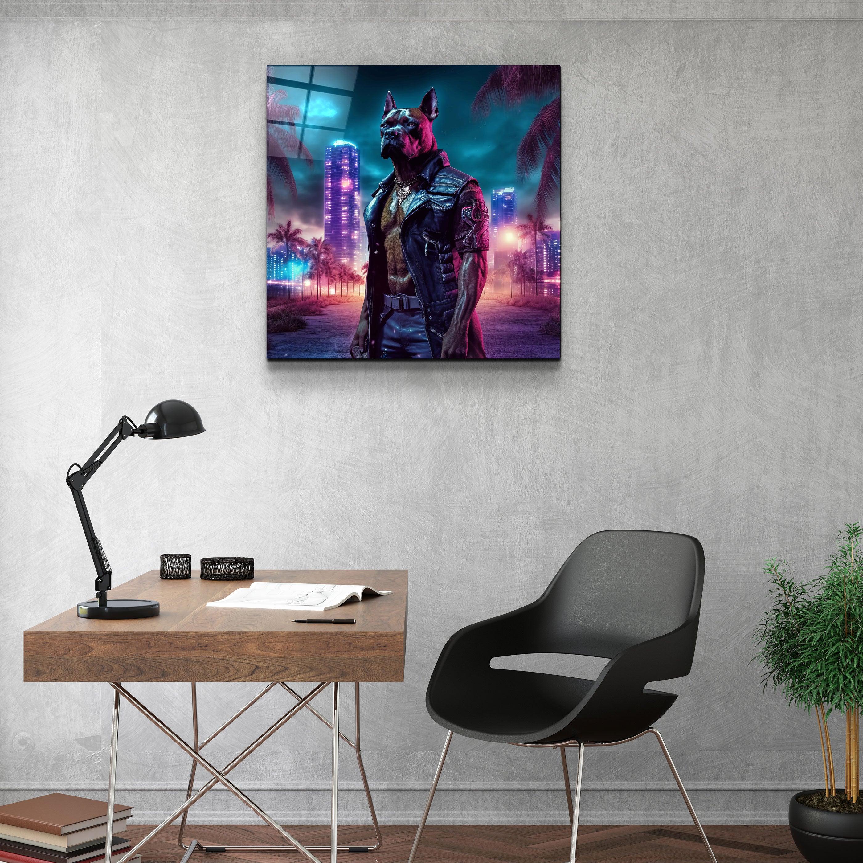 ."Cyberpunk Style - Dog". Designers Collection Glass Wall Art - ArtDesigna Glass Printing Wall Art