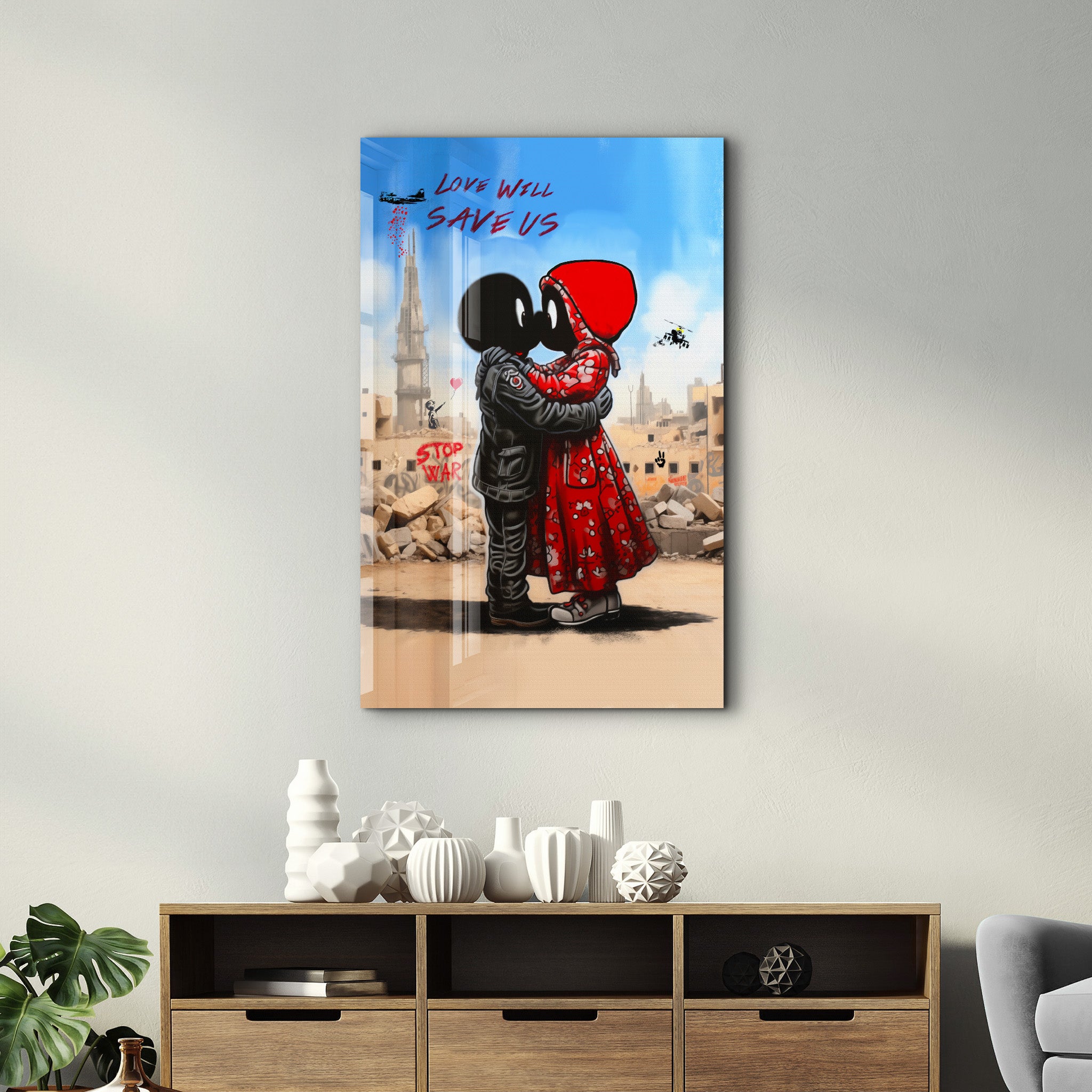 Love will save us by Mr. Pablo Costa | Glass Wall Art