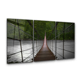Forest Bridge Trio | Glass Wall Art